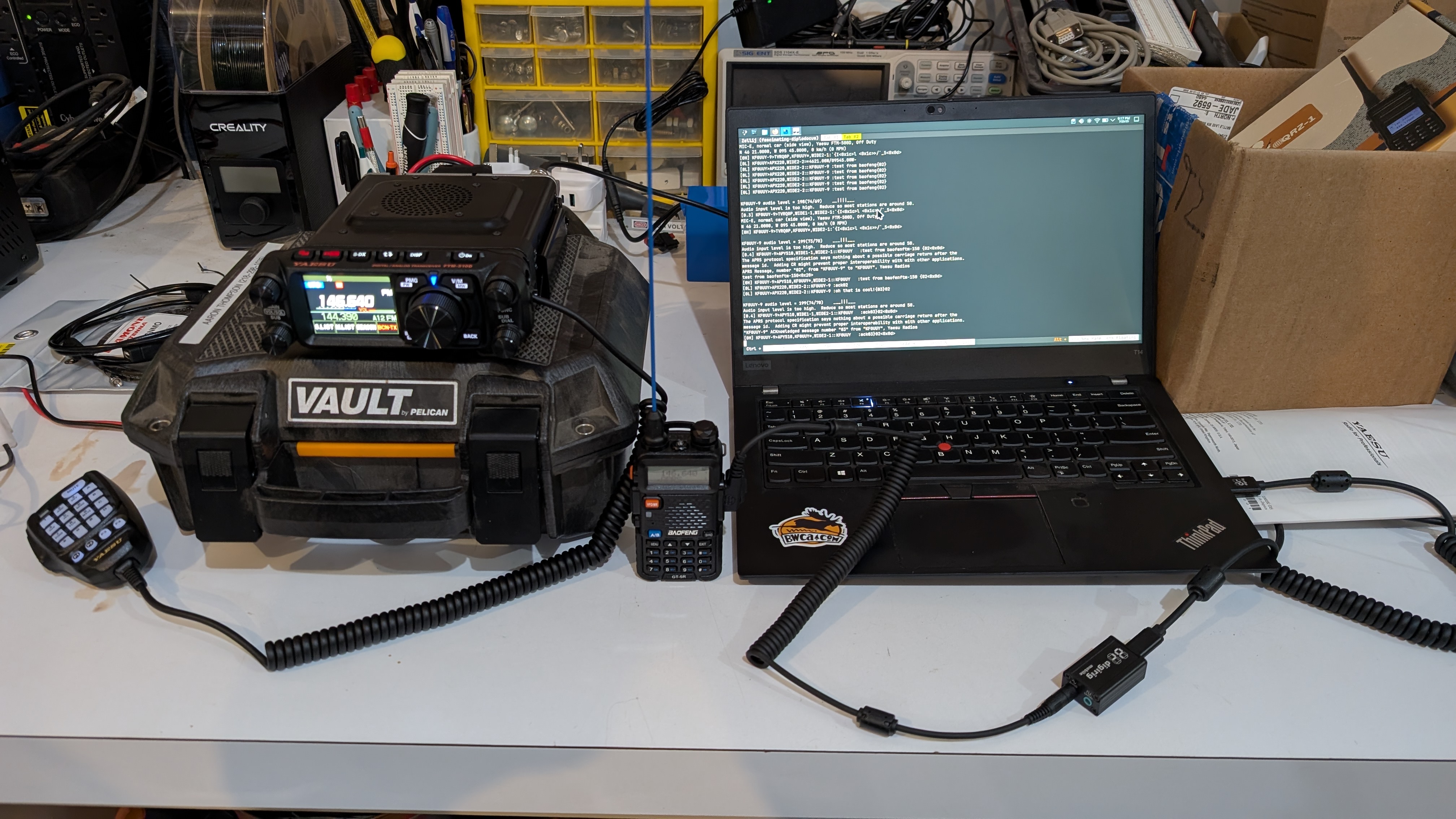 Talking APRS between 2 radios on my bench